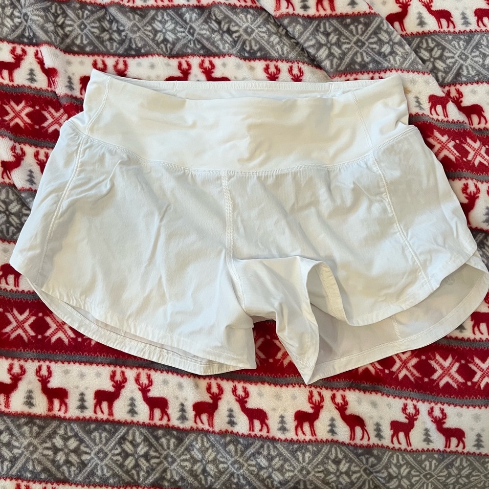 white lululemon speed up shorts